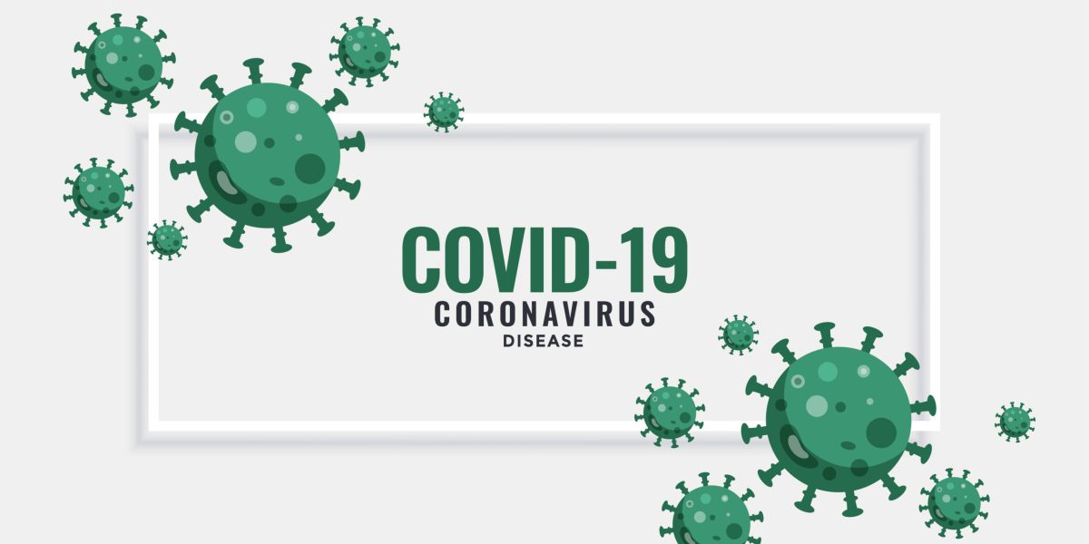 covid-19 novel coronavirus banner with virus cells